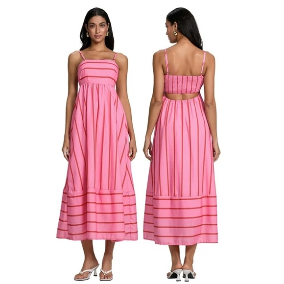 Petal & Pup Dresses & Skirts - Petal & Pup Pixie Linen Style Striped Open Back Maxi Dress Size S NWT